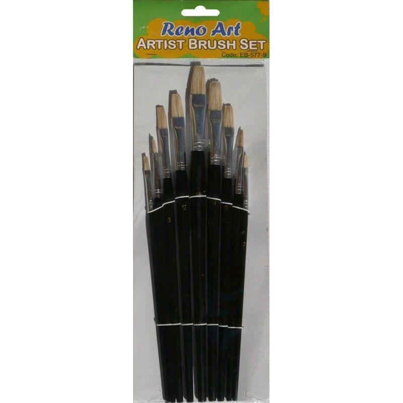 9 Pack Flat Brush Set - The Base Warehouse