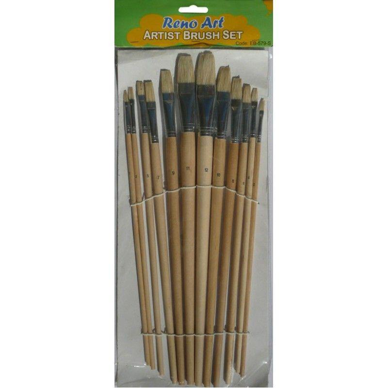 12 Pack Flat Bristle Brush Set - The Base Warehouse