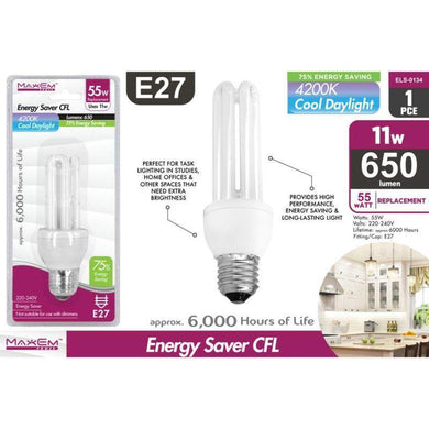 Maxem Cool White Energy Saver CFL (Screw) - 55w - The Base Warehouse