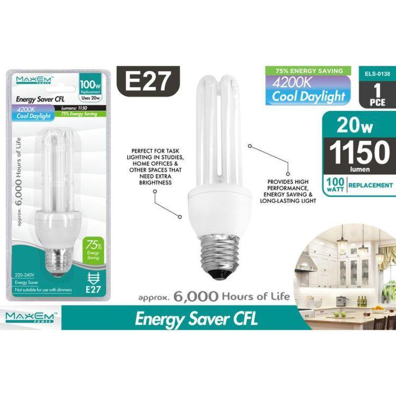 Maxem Cool White Energy Saver CFL (Screw) - 100w - The Base Warehouse