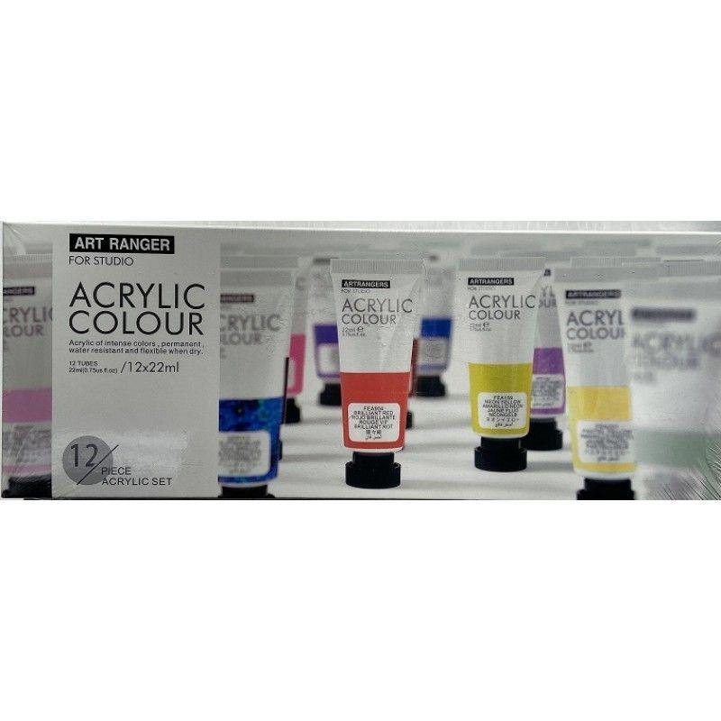 12 Pack Art Ranger Acrylic Colours - 22ml - The Base Warehouse