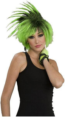 Womens Twist-O-Lime Green And Black Wig - The Base Warehouse