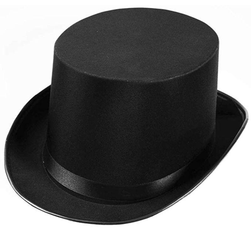 Magician or Steampunk Black Deluxe Satin Top Hat - The Base Warehouse