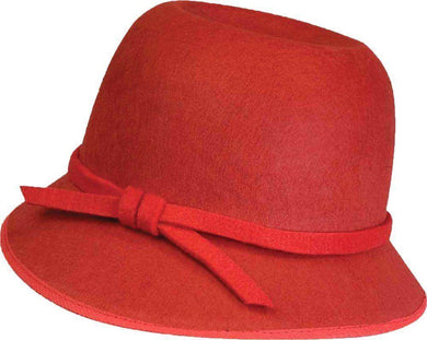 Womens Red Flapper Cloche Hat - The Base Warehouse