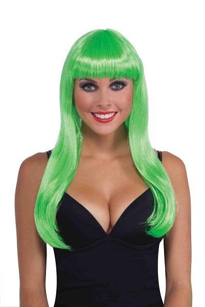 Womens Long Neon Green Wig - The Base Warehouse