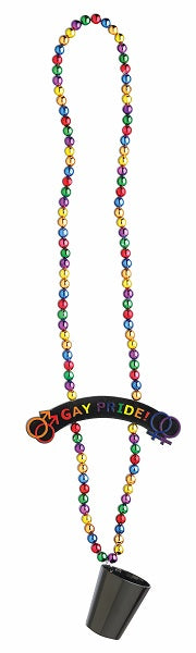 Gay Pride Beads with Shot Glass