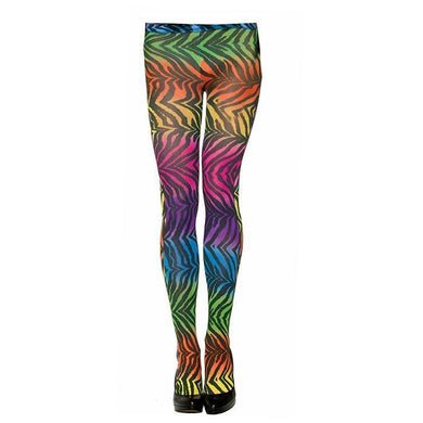 Adults Rainbow Animal Party Zebra Tights - The Base Warehouse