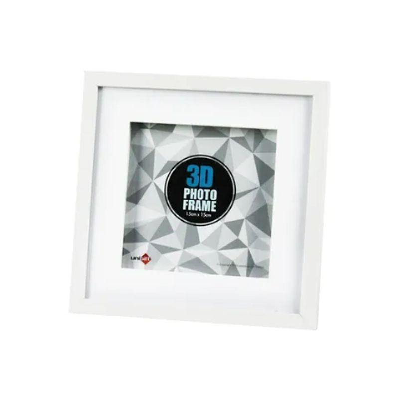 White 3D Frame - Frame 22cm x 22cm / Inner 15cm x 15cm - The Base Warehouse