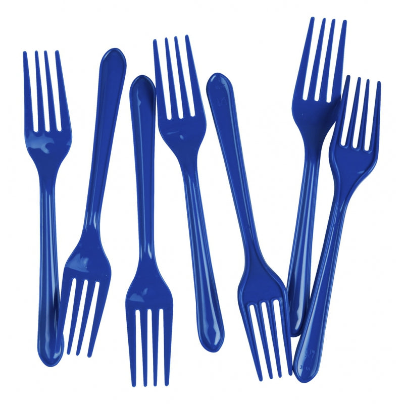 25 Pack Royal Blue Plastic Forks - 18cm