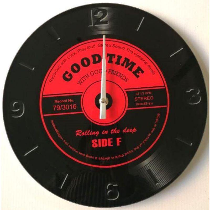 Red Record Good Times with Good Friends Clock - 30cm