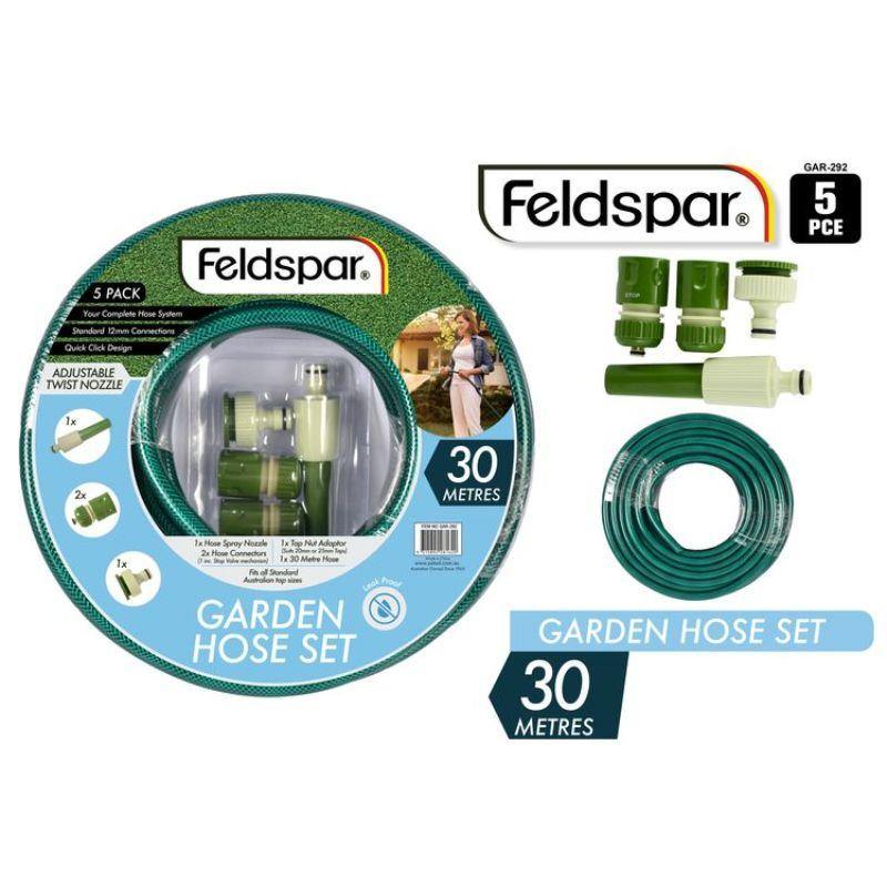 5 Piece Garden Hose Set - 30m - The Base Warehouse