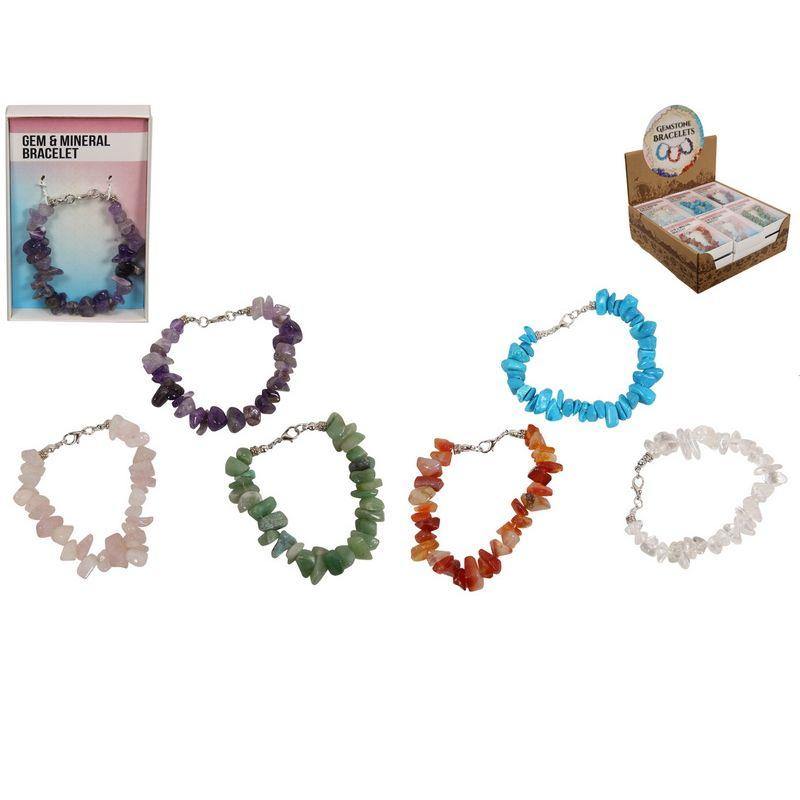6 Assorted Colours Gemstone Bracelets - The Base Warehouse