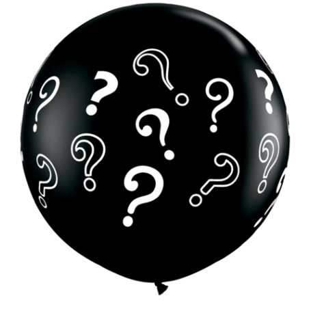 Onyx Black Question Marks Qualatex Latex Balloon - 90cm
