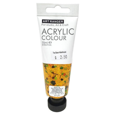 Art Ranger Glitter Gold Acrylic Paint - 75ml - The Base Warehouse