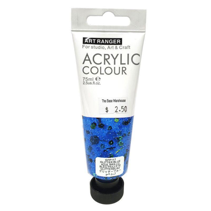 Art Ranger Glitter Blue Acrylic Paint - 75ml - The Base Warehouse