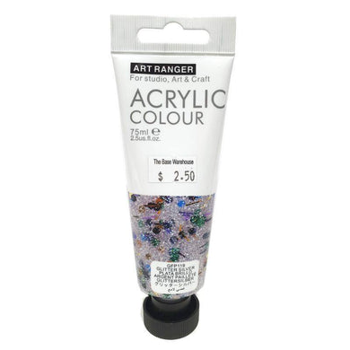 Art Ranger Glitter Silver Acrylic Paint - 75ml - The Base Warehouse