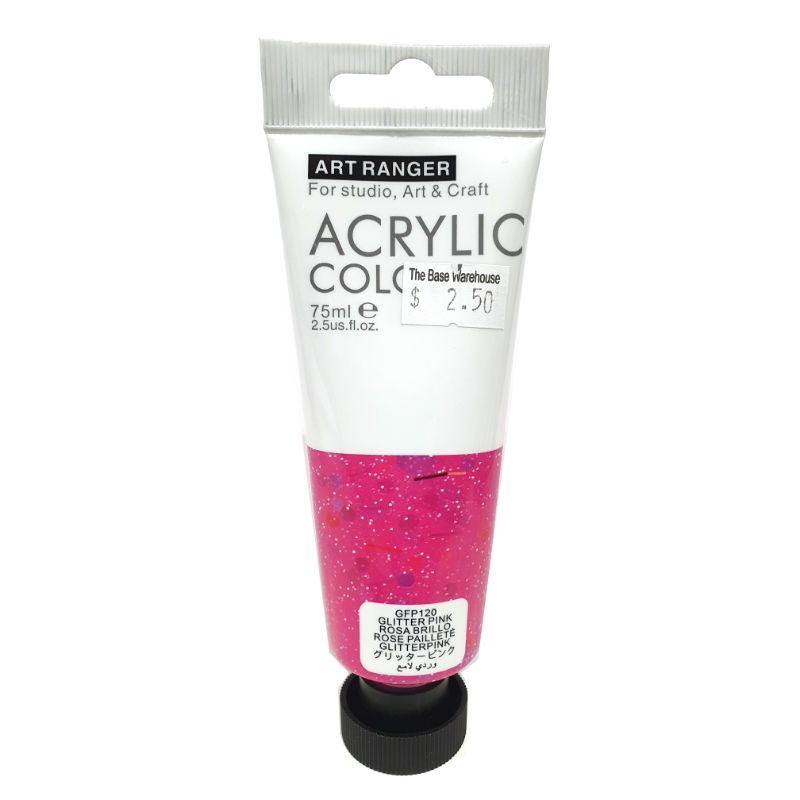 Art Ranger Glitter Pink Acrylic Paint - 75ml - The Base Warehouse