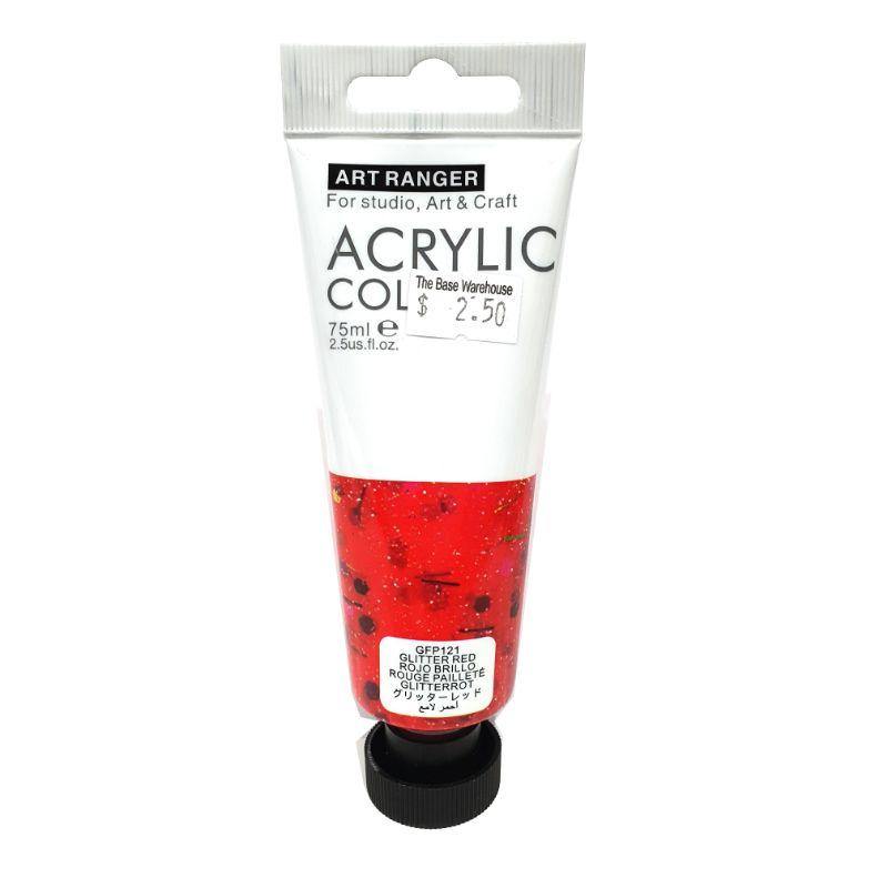 Art Ranger Glitter Red Acrylic Paint - 75ml - The Base Warehouse