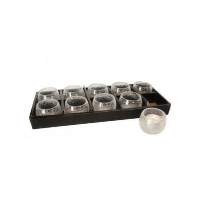 Glass T-Lite Holder with Crackle - 5.2cm x 5.5cm - The Base Warehouse
