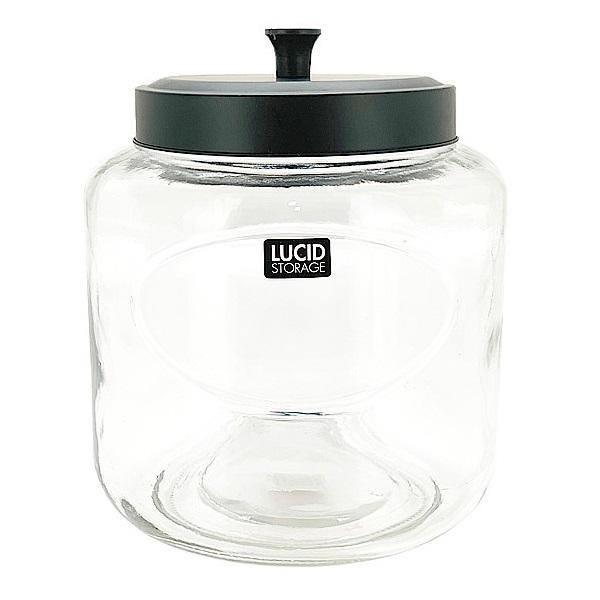 Glass Bottle with Black Metal Lid - Large - The Base Warehouse