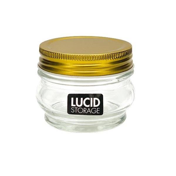 Short Glass Bottle with Gold Lid - Small - The Base Warehouse
