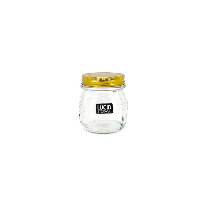 Embossed Glass Bottle with Gold Lid - Medium - The Base Warehouse