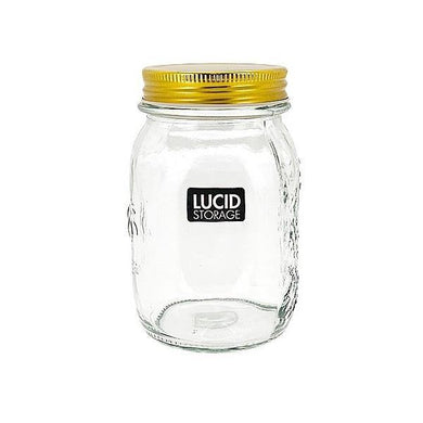 Embossed Glass Bottle with Gold Lid - Large - The Base Warehouse