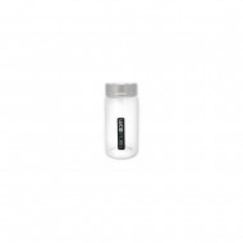 Glass Bottle with Silver Lid - 3.7cm x 8.4cm - The Base Warehouse