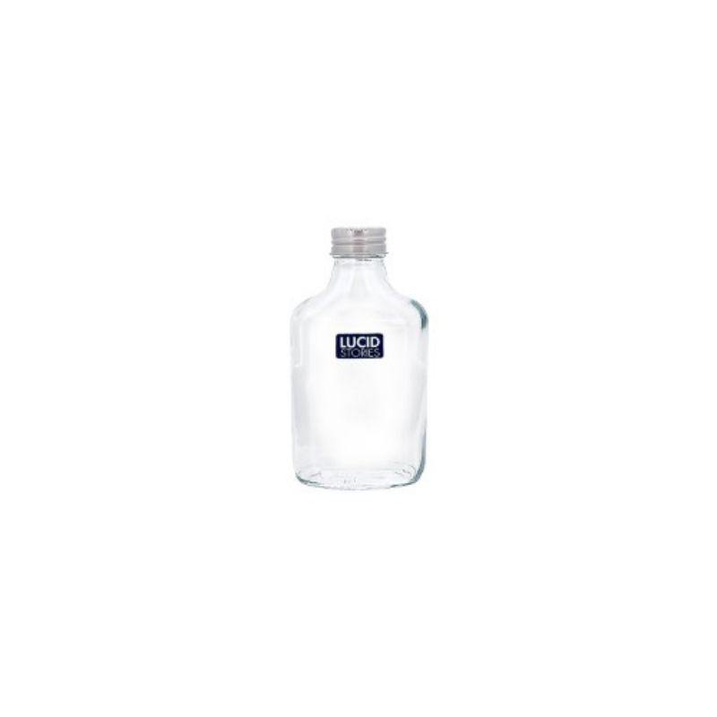 Glass Bottle with Silver Lid - 8cm x 3.5cm x 15.5cm - The Base Warehouse