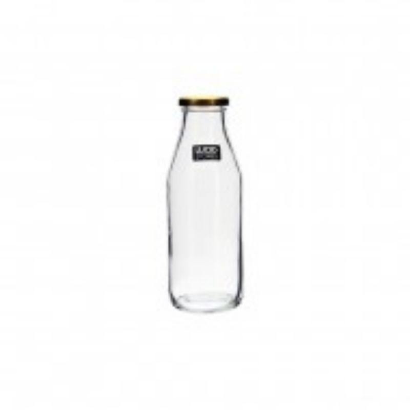 Glass Bottle with Golden Lid - 21cm - The Base Warehouse