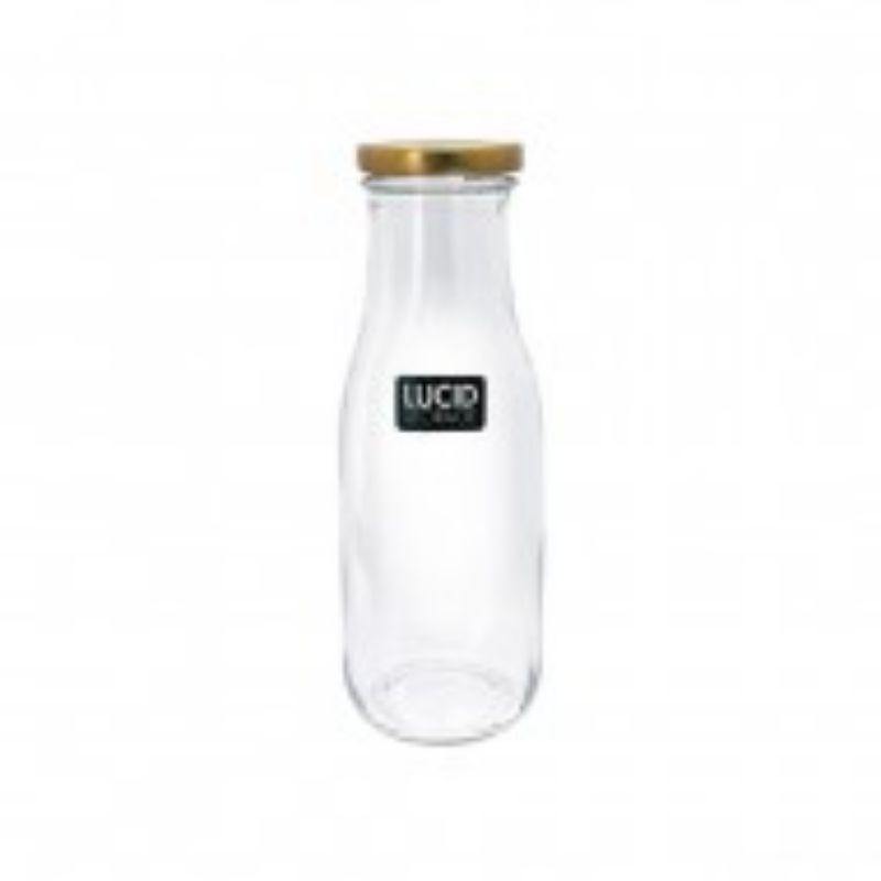 Glass Bottle with Golden Lid - 19cm - The Base Warehouse