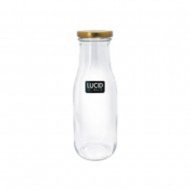 Glass Bottle with Golden Lid - 19cm - The Base Warehouse