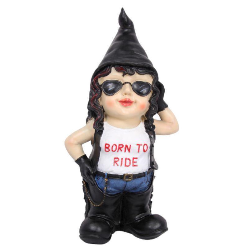 Born to Ride Biker Chick Gnome - 33cm - The Base Warehouse