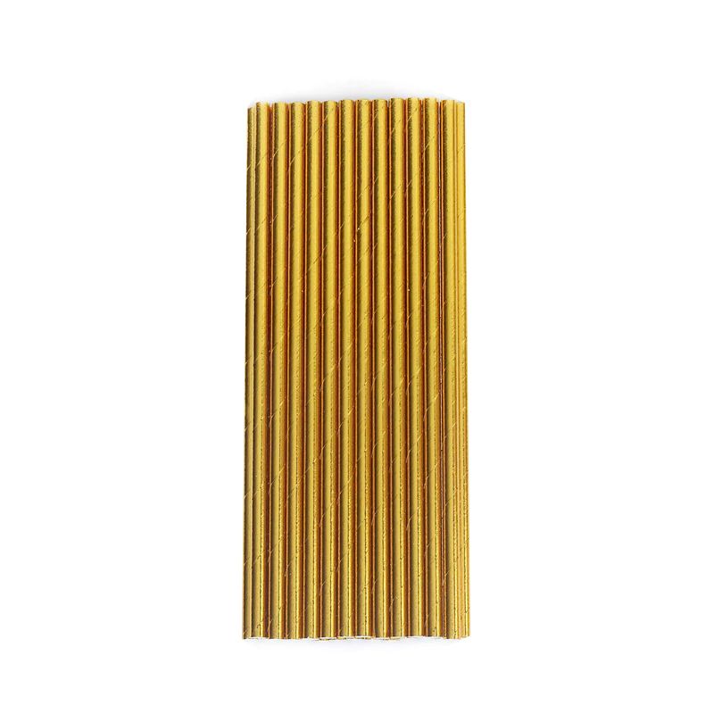 25 Pack Iridescent Gold Paper Straws - 0.6cm x 19.7cm