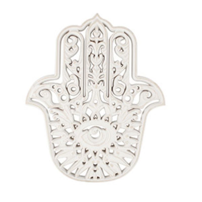 White Karma Wooden Hand Ornament - 39cm x 32cm x 2cm