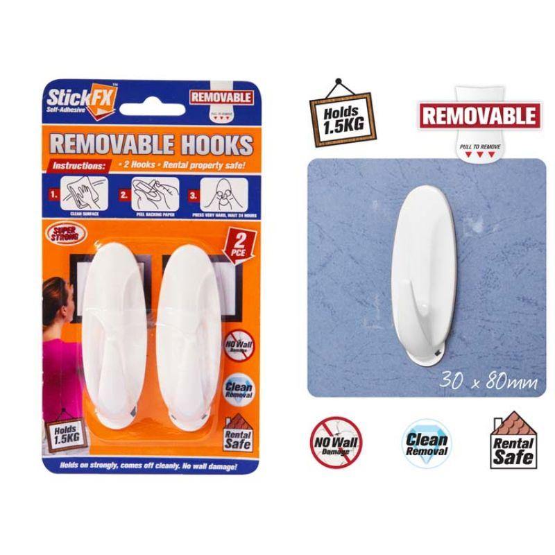 2 Pack Self-Adhesive Hooks - 8cm