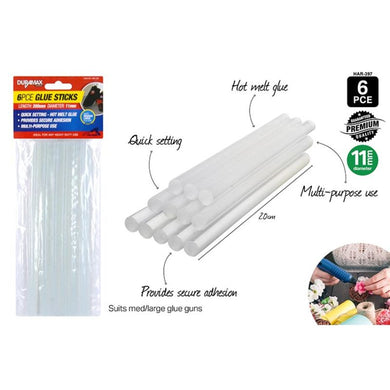 12 Pack Clear Glue Sticks - 200mm x 11mm - The Base Warehouse