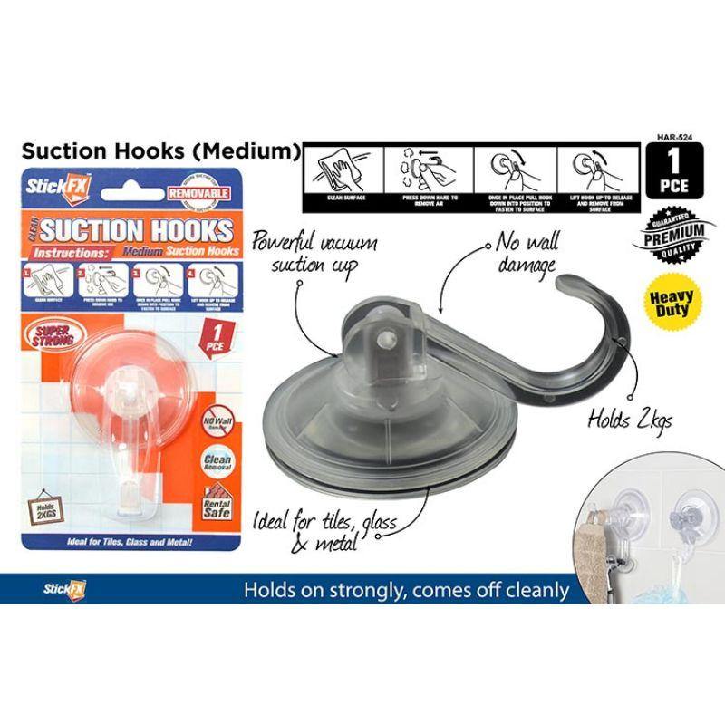 2 Pack Clear Medium Suction Hook Holders - The Base Warehouse
