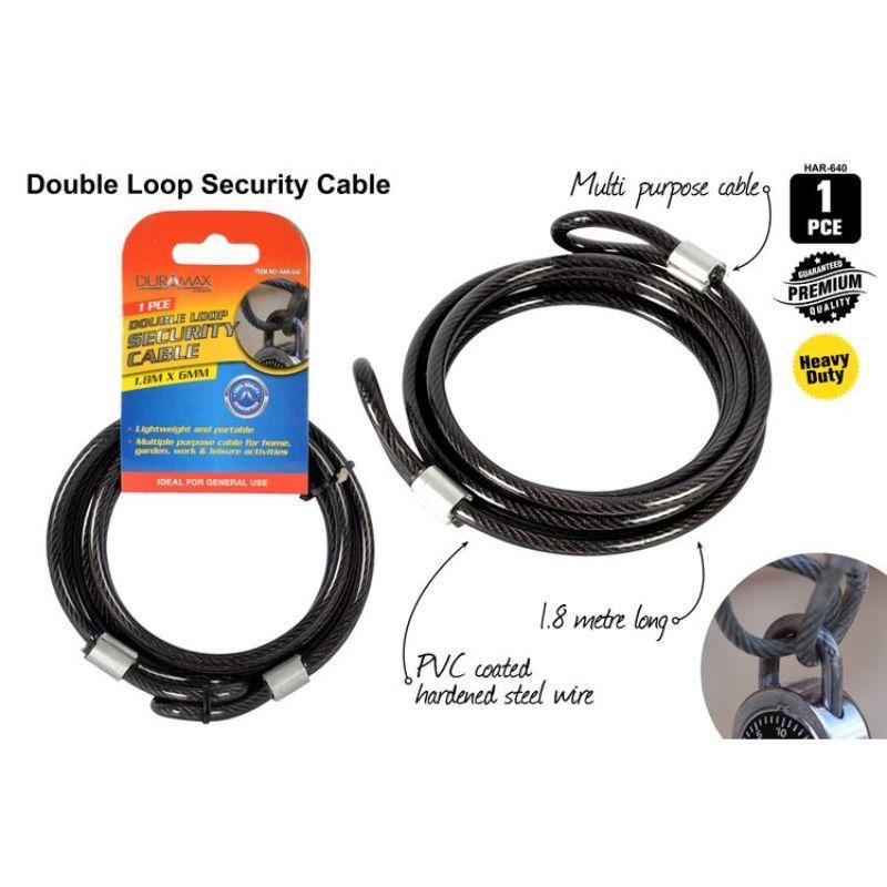 Double Loop Cable Lock - 6mm x 1.8m - The Base Warehouse