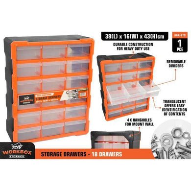 18 Drawer Compartment Organiser - 38cm x 16cm x 43cm - The Base Warehouse