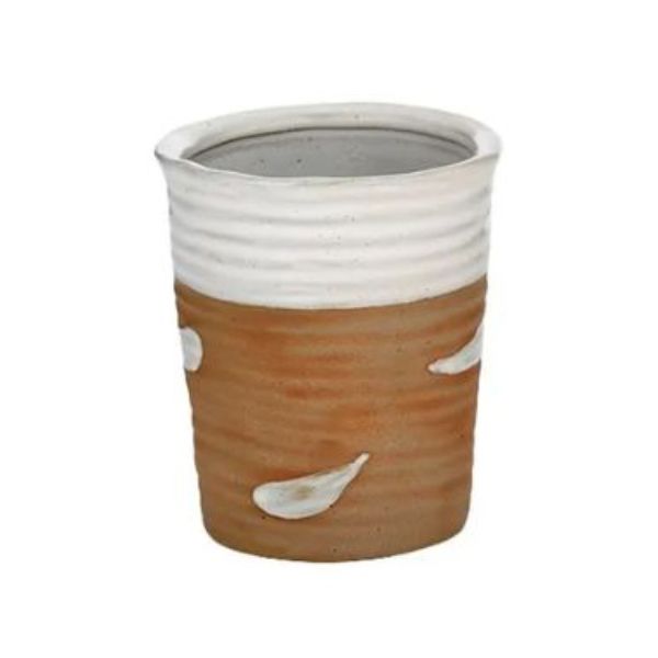 Natural & White Hayes Ceramic Cup - 9cm x 10cm