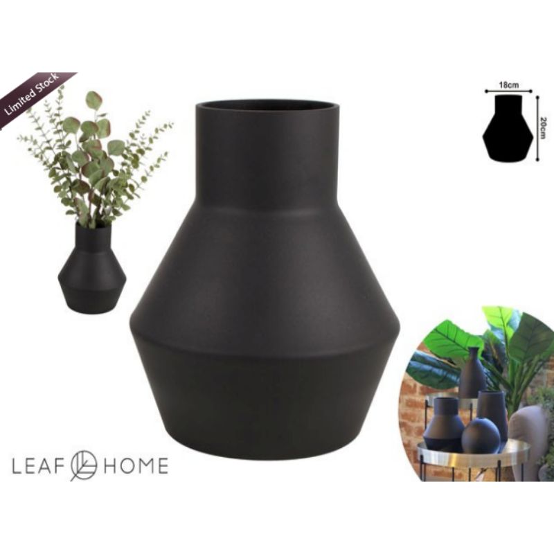 Ebony Ceramic Vase Jar - 20cm x 18.5cm