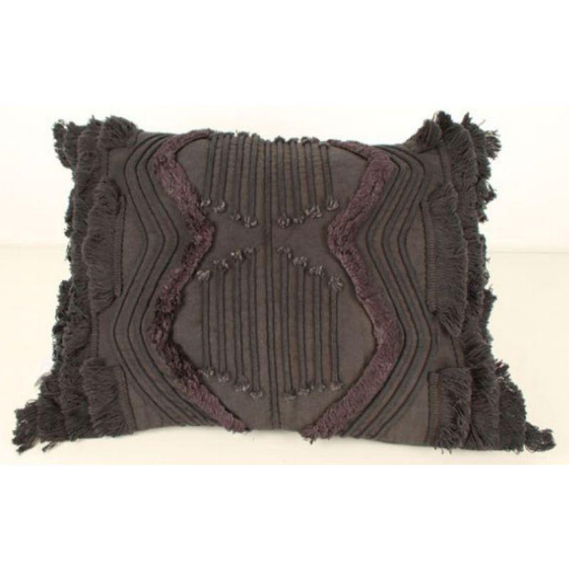 Charcoal Jethro Embroidey & Tufted Cushion - 50cm x 35cm - The Base Warehouse