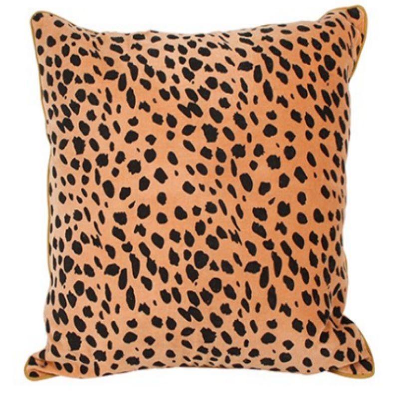 Kohei Leopard Velvet Cushion with Piping - 50cm x 50cm - The Base Warehouse