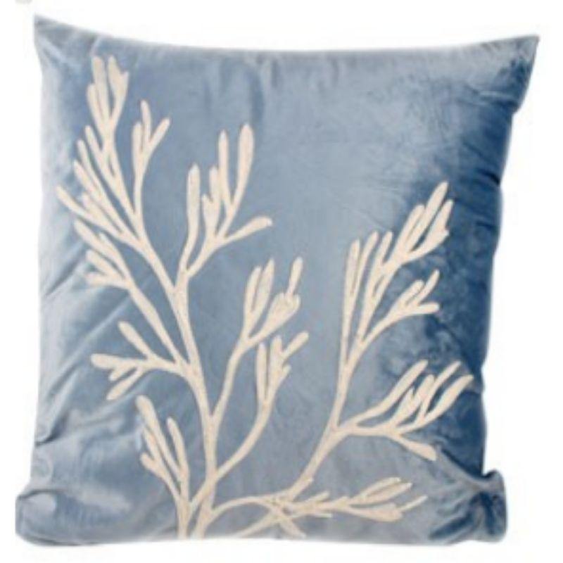 Ondine Coral Velvet Embroided Cushion with Fill - 45cm x 45cm x 10cm - The Base Warehouse