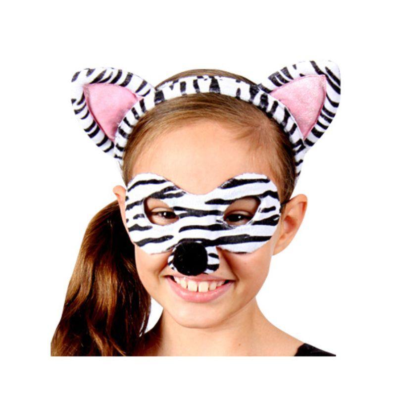 Kids Animal Headband & Mask Set - Zebra