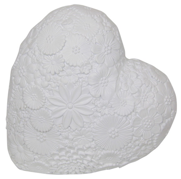 White Floral Heart - 22cm - The Base Warehouse