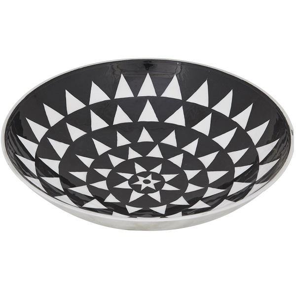 Small Black & White Zulu Round Serving Bowl - The Base Warehouse