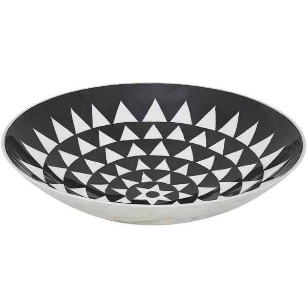 Medium Black & White Zulu Round Serving Bowl - The Base Warehouse