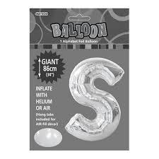 Silver Letter S Foil Balloon - 86cm - The Base Warehouse